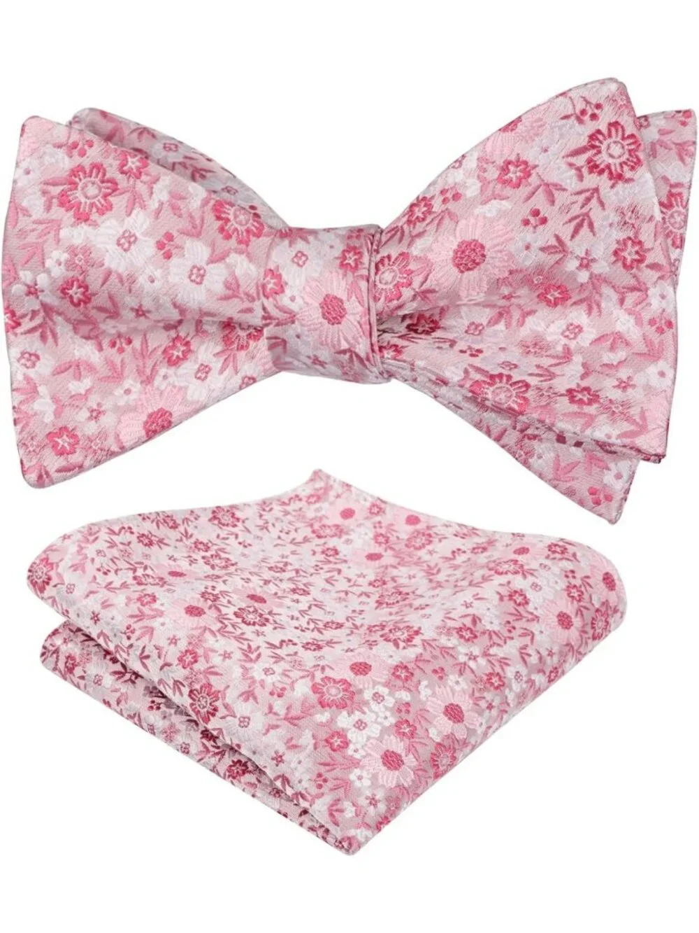 Floral Self-Tied Bow Tie & Pocket Square Set for Men - Stylish Formal Accessory